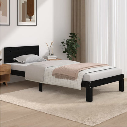 Solid wood bed black pine 90x200 cm