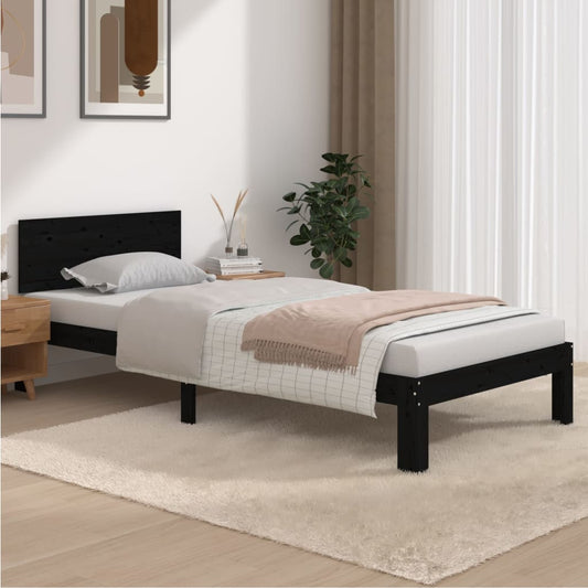 Solid wood bed black pine 90x200 cm