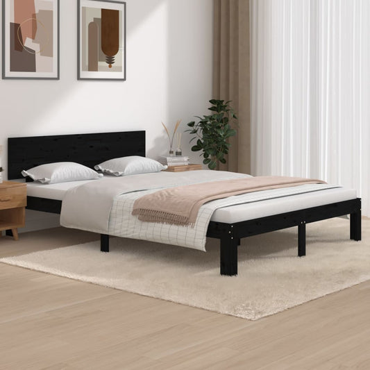 Solid wood bed black pine 140x200 cm