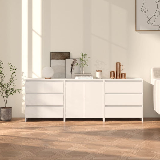 3-piece sideboard white wood material