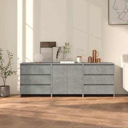3-tlg. Sideboard Betongrau Holzwerkstoff