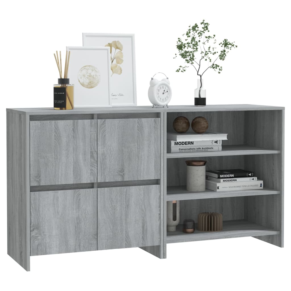 2-tlg. Sideboard Grau Sonoma Holzwerkstoff