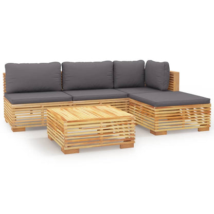 5-piece garden lounge set with cushions solid teak