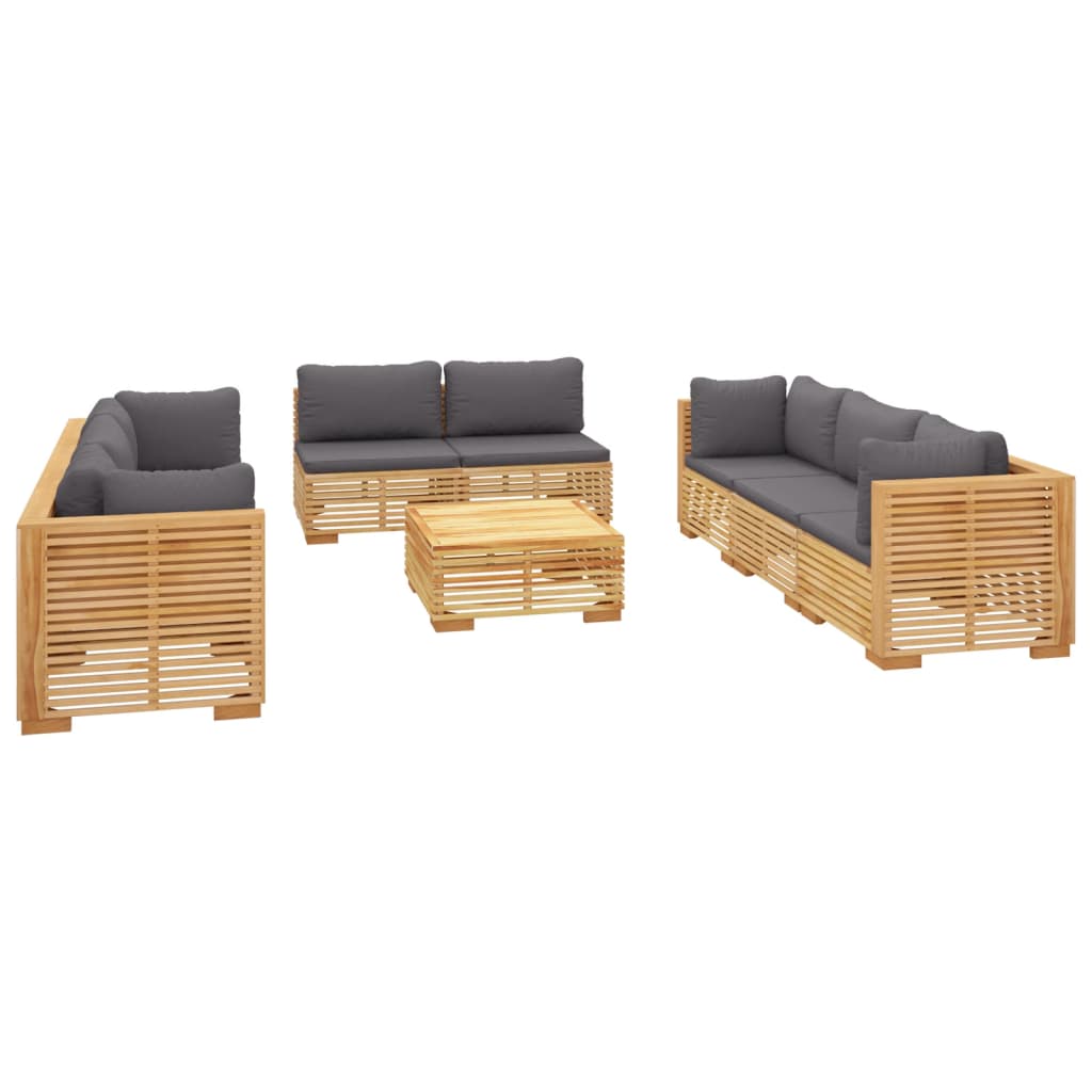 9-piece garden lounge set with cushions solid teak