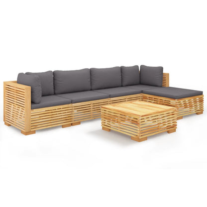6-piece garden lounge set with cushions solid teak