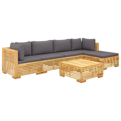 6-piece garden lounge set with cushions solid teak