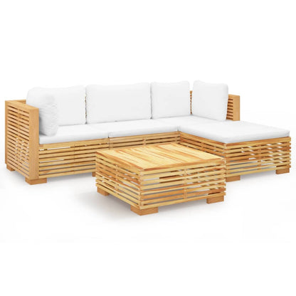 5-piece garden lounge set with cushions solid teak