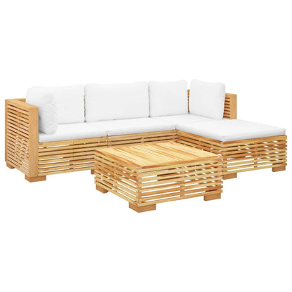 5-piece garden lounge set with cushions solid teak