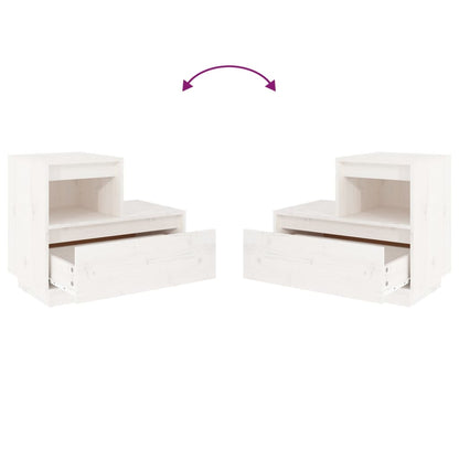 Nachttische 2 Stk. Weiß 60x34x51 cm Massivholz Kiefer