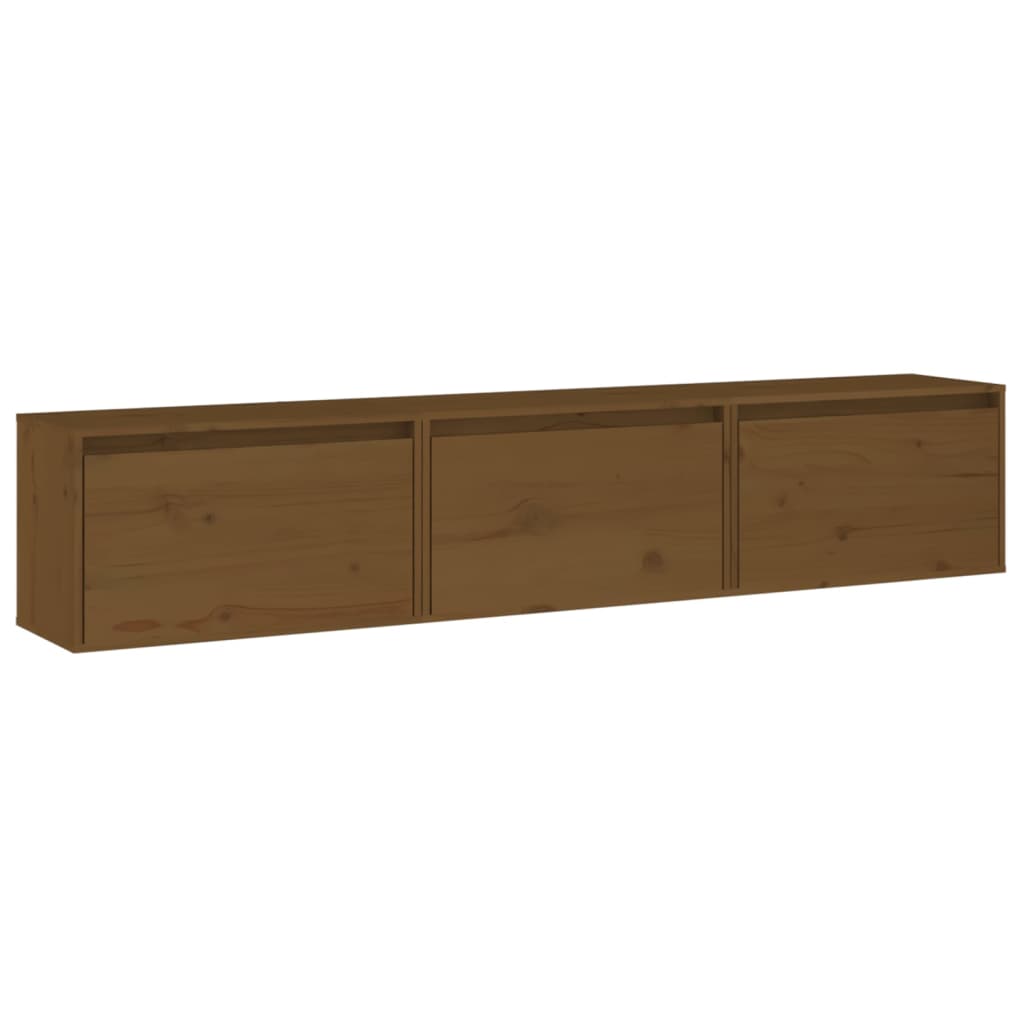TV cabinets 3 pcs. Honey brown solid pine