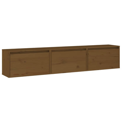 TV cabinets 3 pcs. Honey brown solid pine