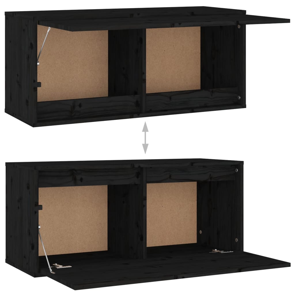 TV cabinets 4 pcs. Black solid pine