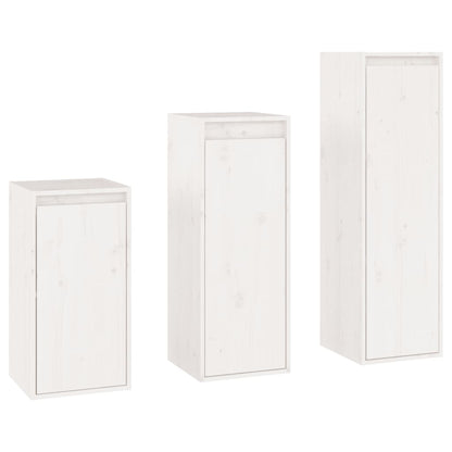 TV cabinets 3 pcs. white solid pine