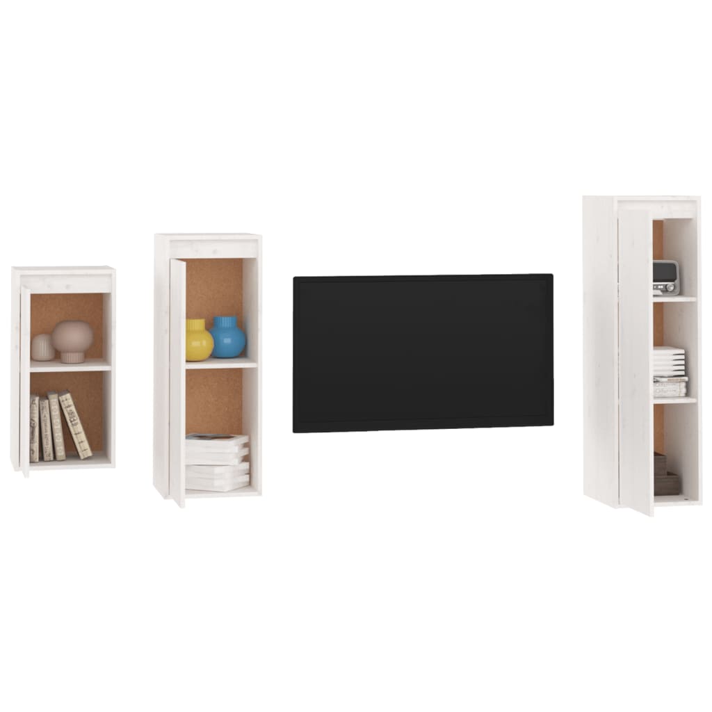 TV cabinets 3 pcs. white solid pine