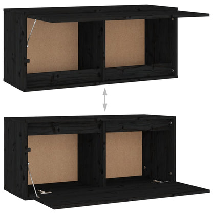 TV cabinets 4 pcs. Black solid pine