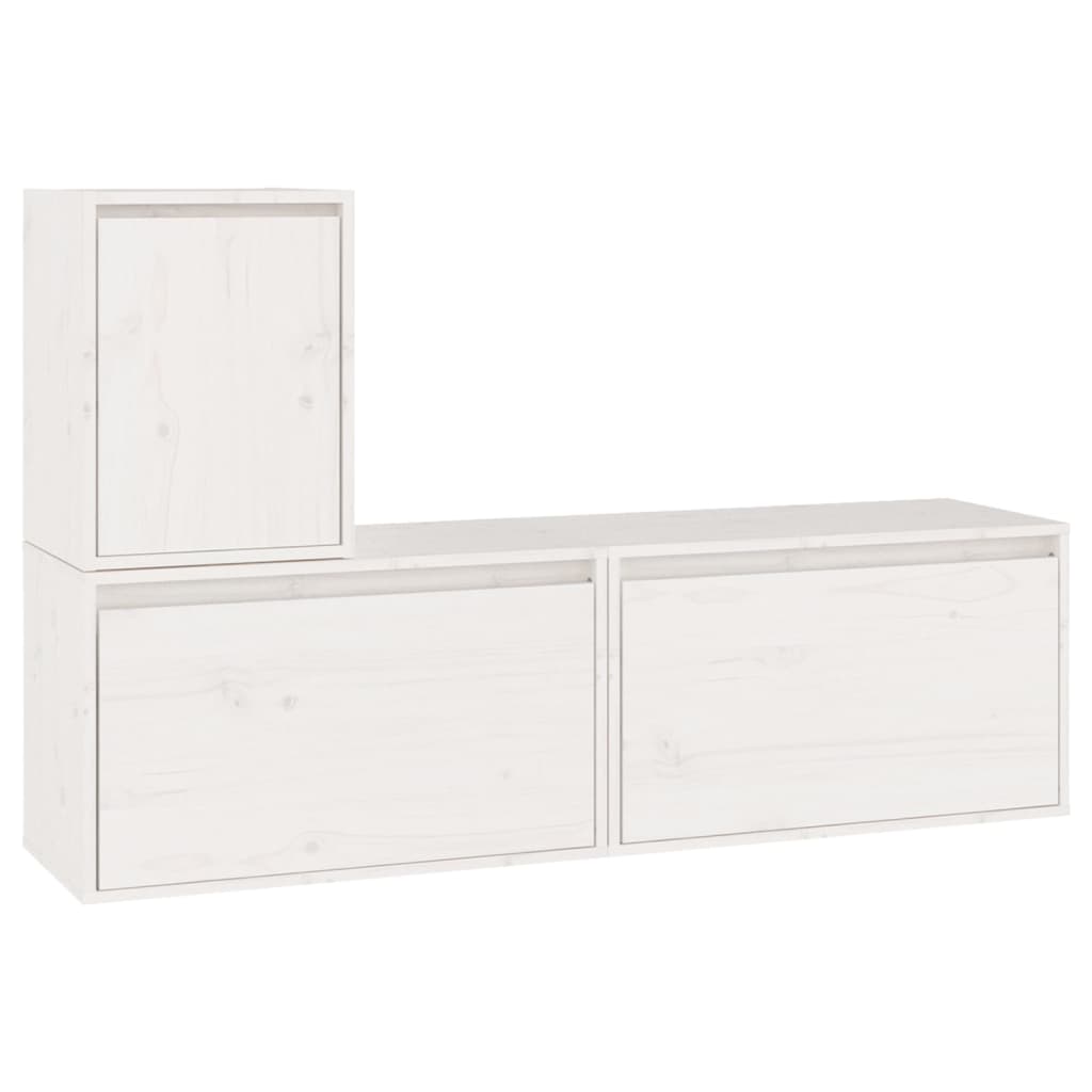 TV cabinets 3 pcs. white solid pine