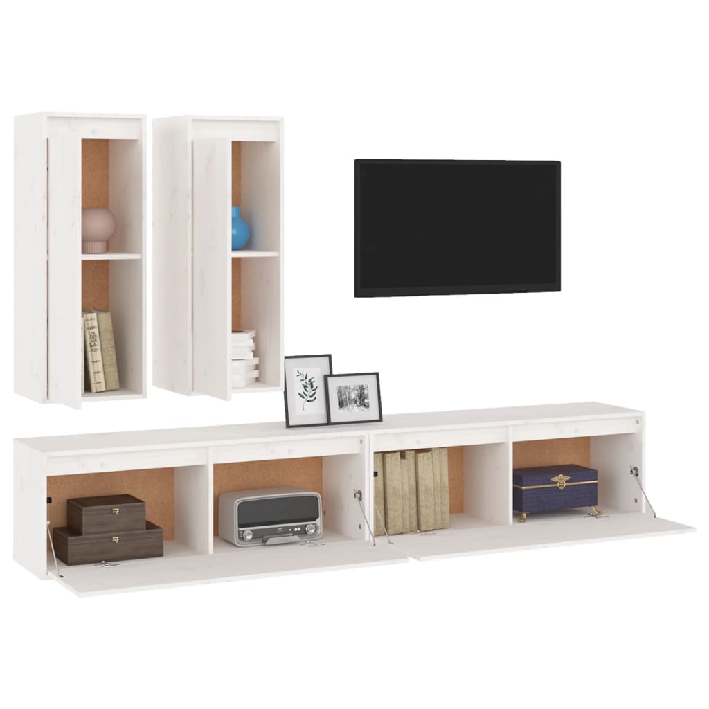 TV cabinets 4 pcs. white solid pine