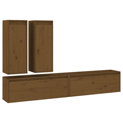 TV cabinets 4 pcs. honey brown solid pine