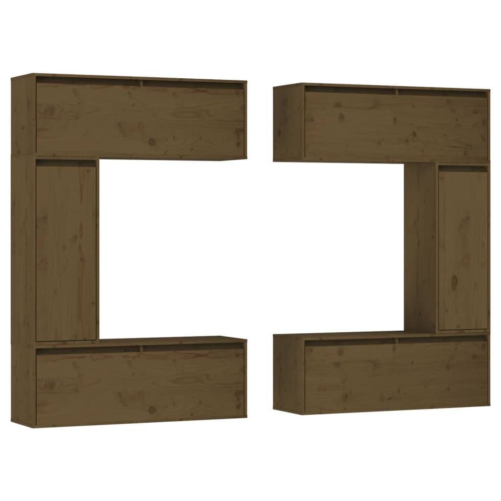 TV cabinets 6 pcs. Honey brown solid pine