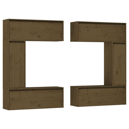 TV cabinets 6 pcs. Honey brown solid pine