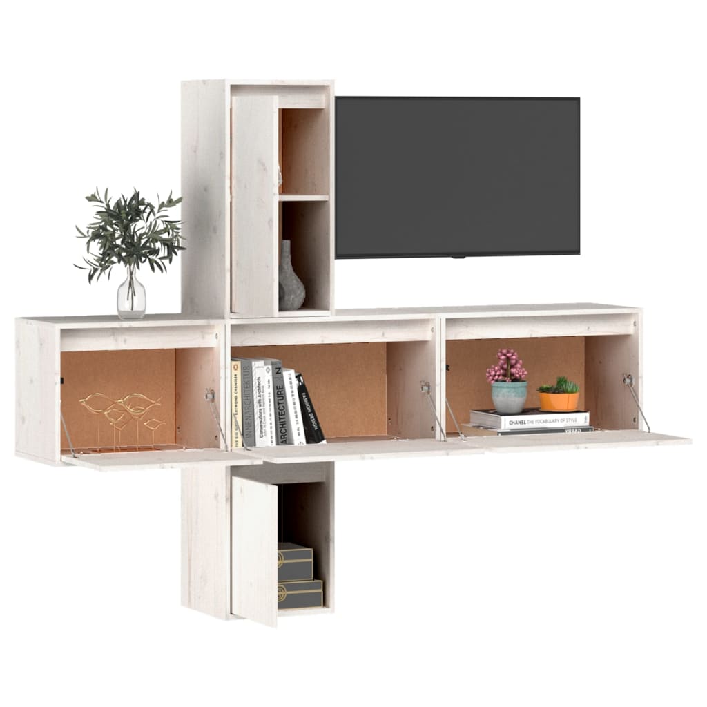 TV cabinets 5 pcs. white solid pine