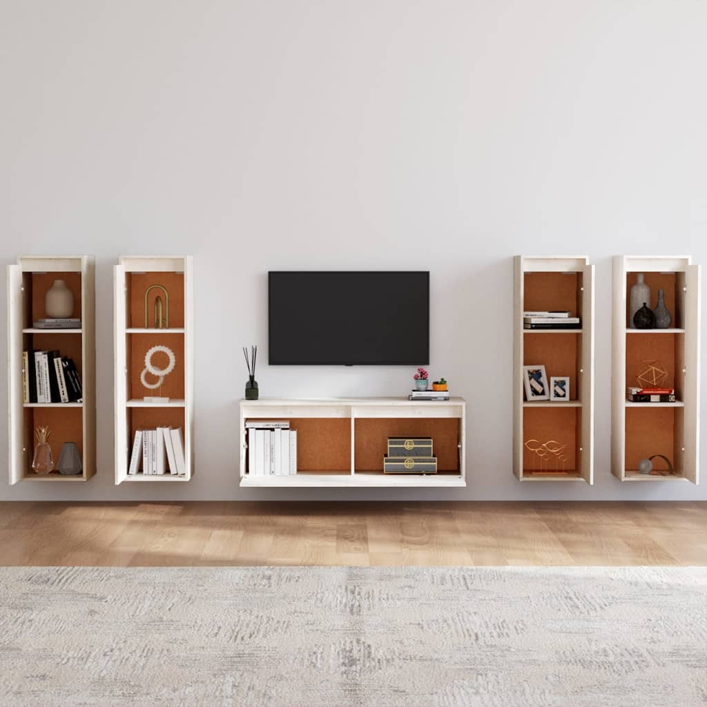 TV cabinets 5 pcs. white solid pine