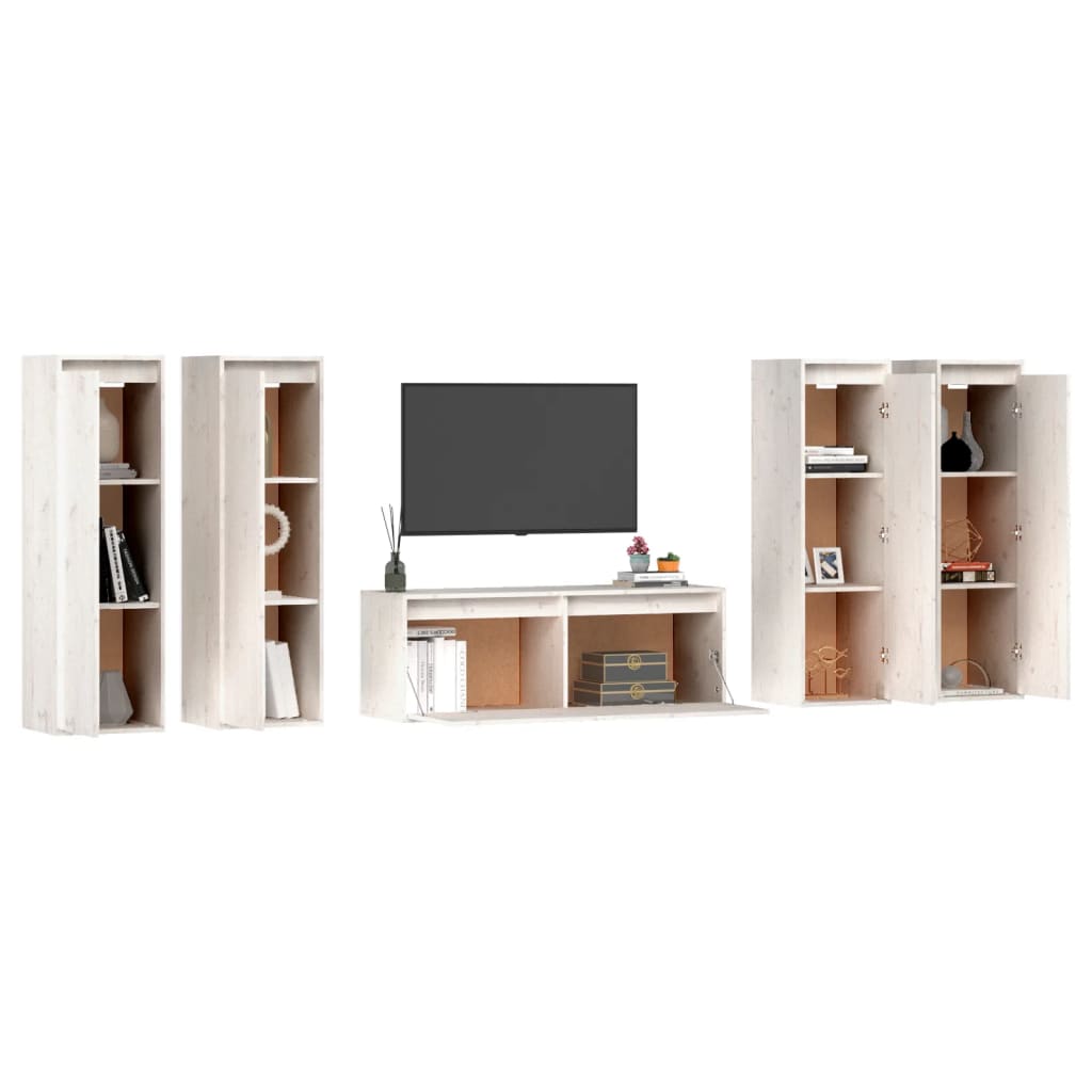 TV cabinets 5 pcs. white solid pine