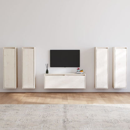 TV cabinets 5 pcs. white solid pine