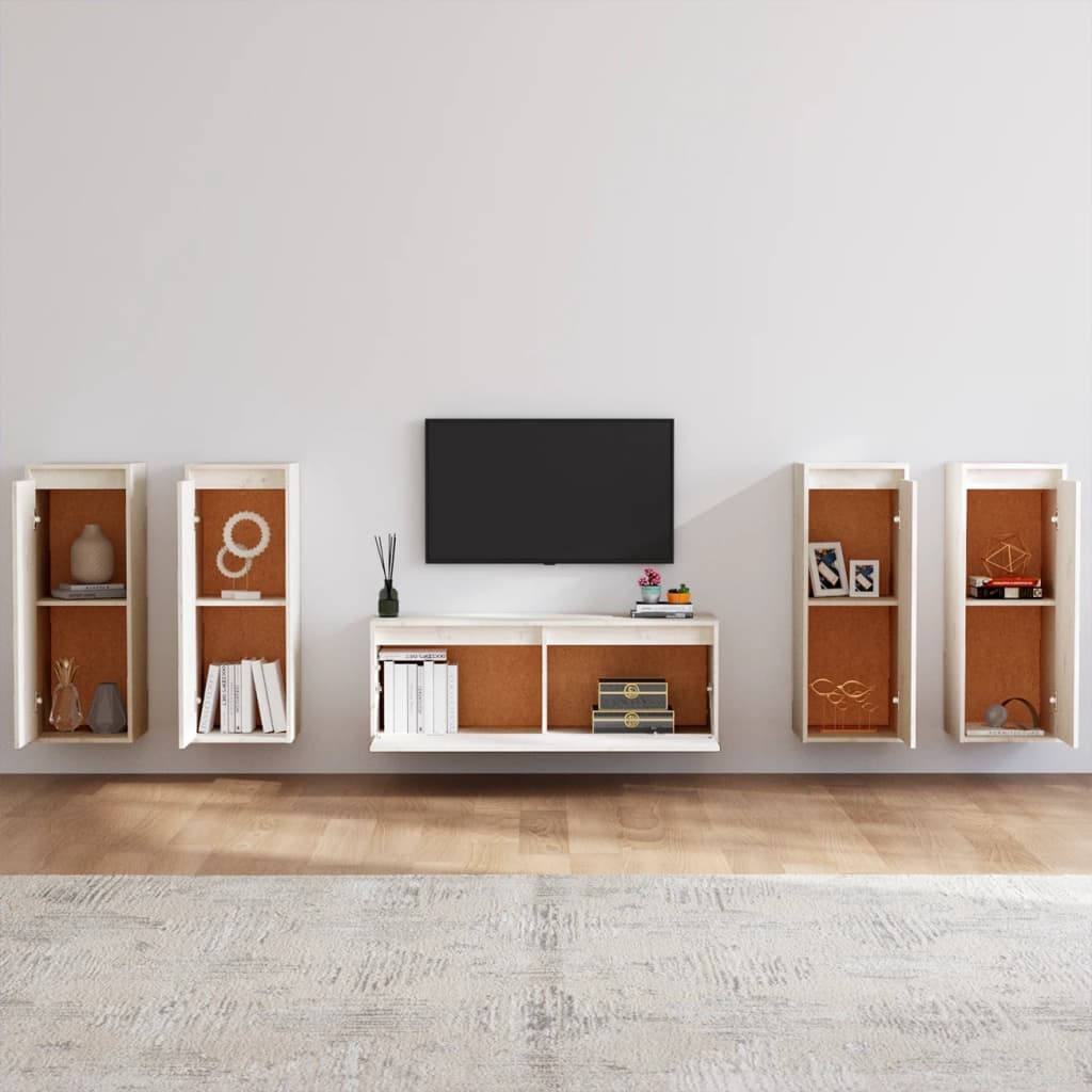 TV cabinets 5 pcs. white solid pine