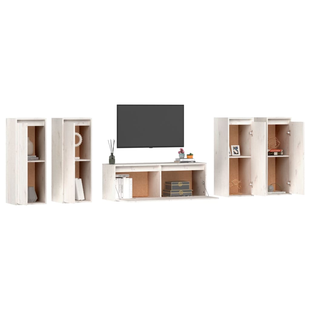 TV cabinets 5 pcs. white solid pine