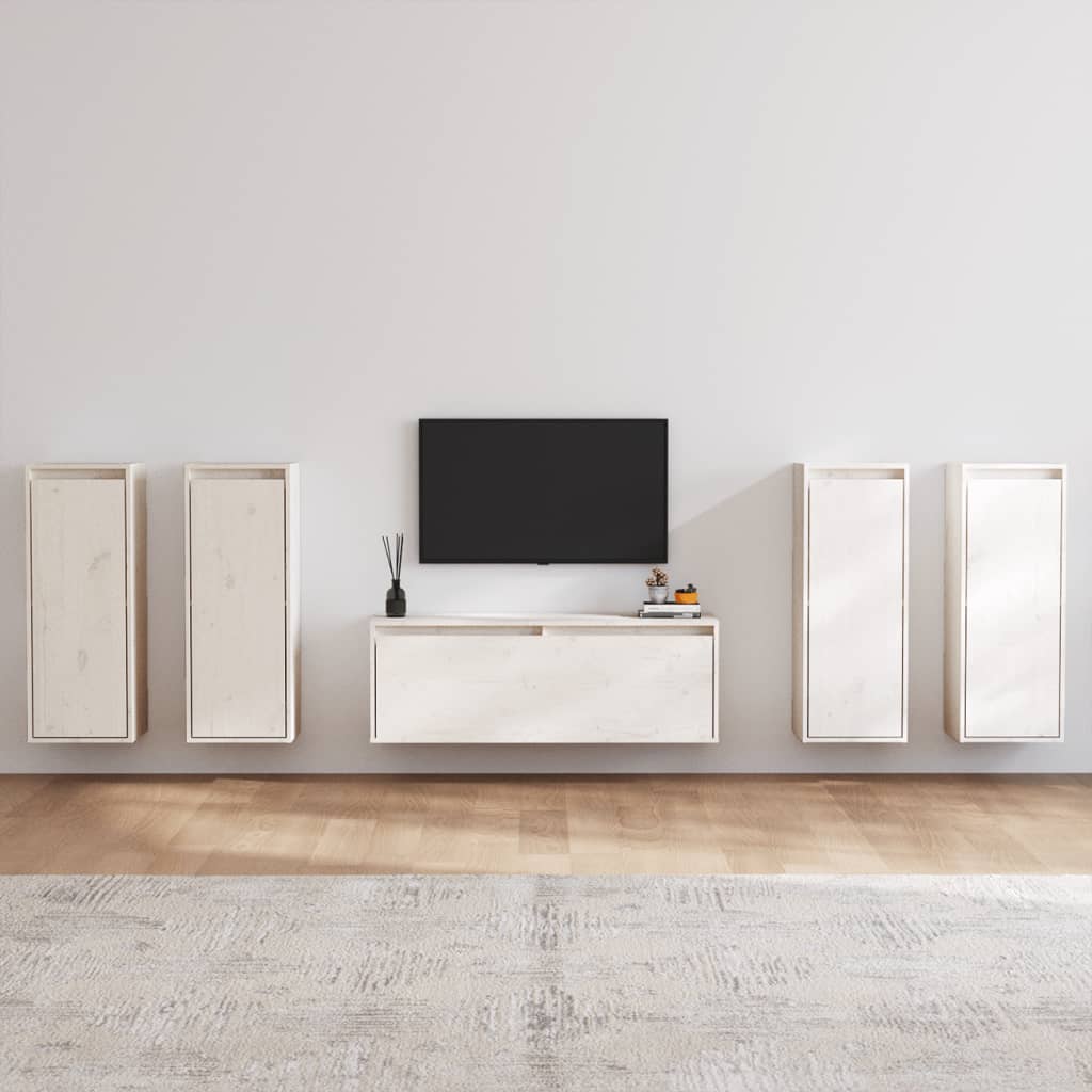 TV cabinets 5 pcs. white solid pine