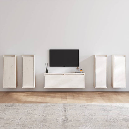 TV cabinets 5 pcs. white solid pine