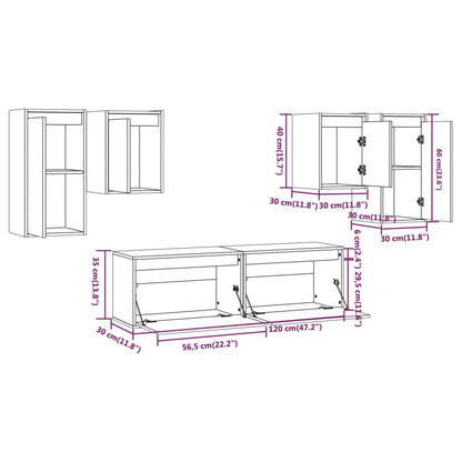 TV cabinets 6 pcs. white solid pine