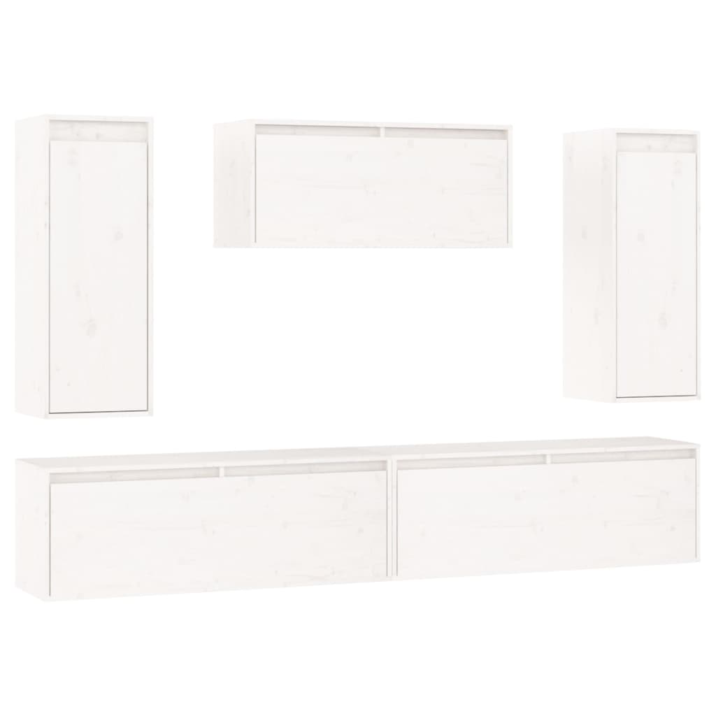TV cabinets 5 pcs. white solid pine