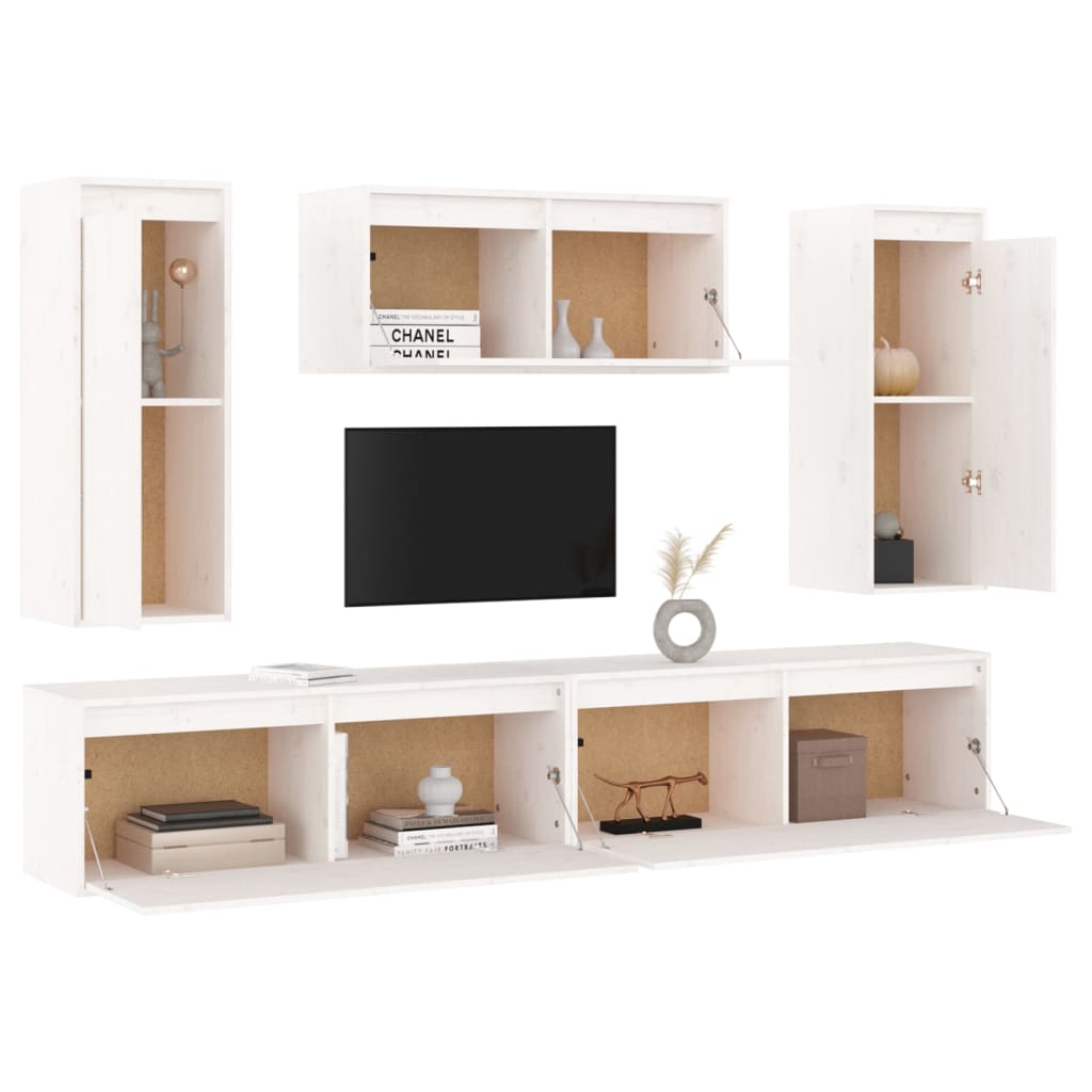 TV cabinets 5 pcs. white solid pine