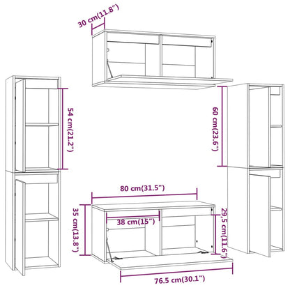 TV-Schränke 6 Stk. Schwarz Massivholz Kiefer
