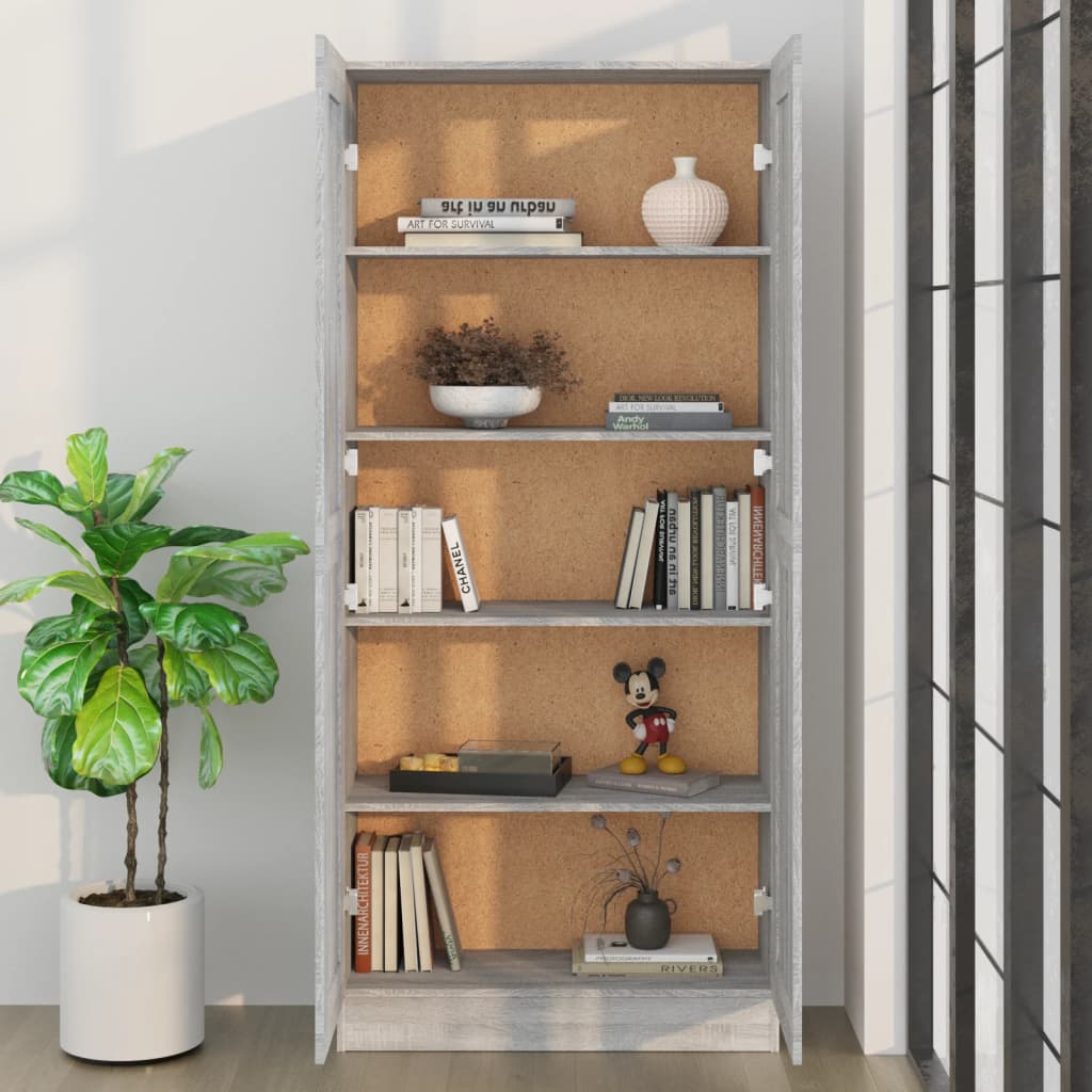 Bookcase Grey Sonoma 82,5x30,5x185,5 cm wood material