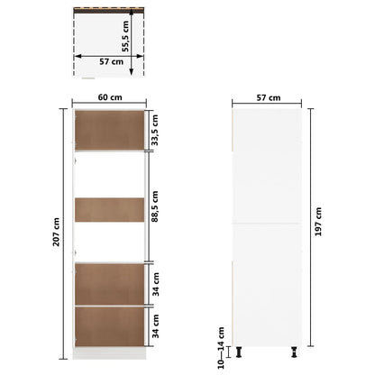 Refrigerator conversion cabinet grey Sonoma 60x57x207 cm wood material