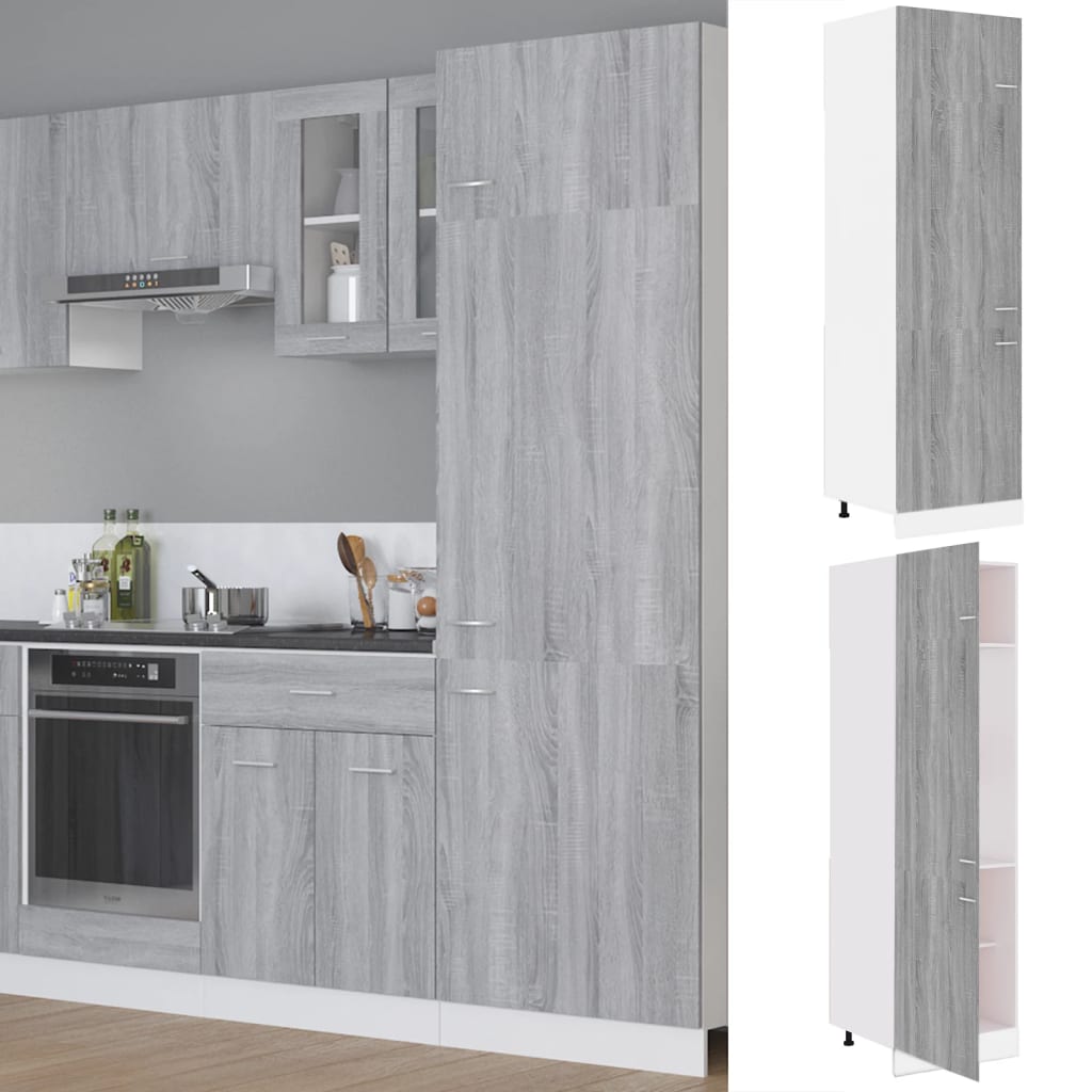 Refrigerator conversion cabinet grey Sonoma 60x57x207 cm wood material