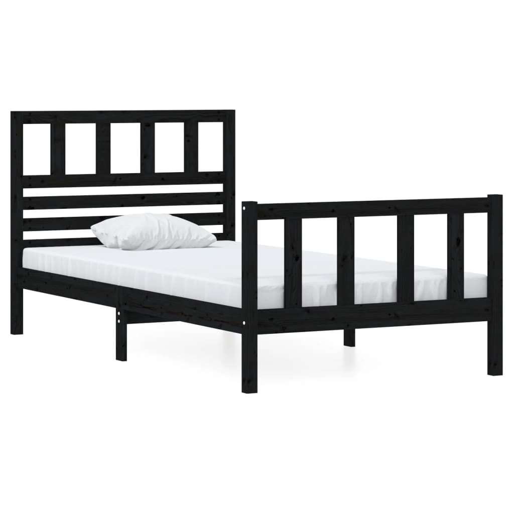 Solid wood bed black 90x200 cm