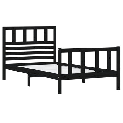 Solid wood bed black 90x200 cm