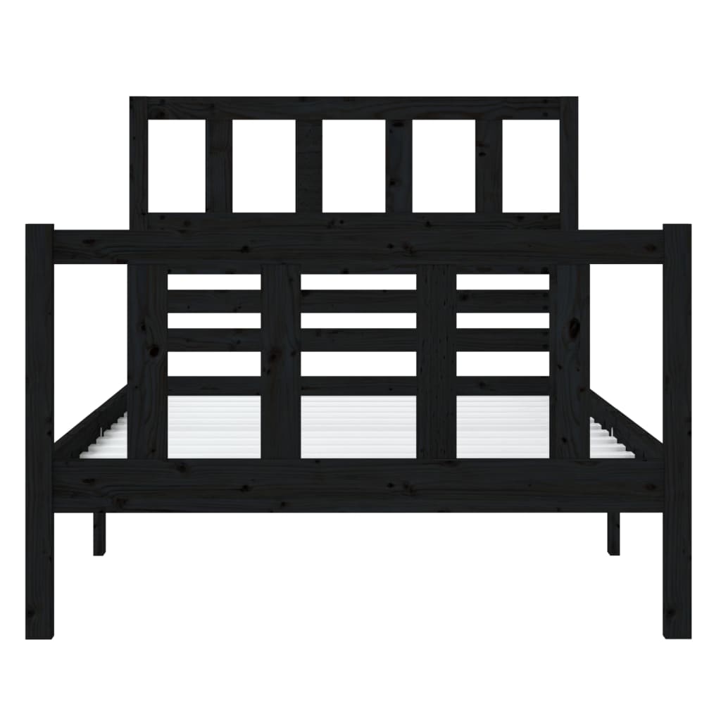 Solid wood bed black 90x200 cm
