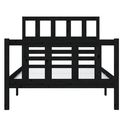Solid wood bed black 90x200 cm