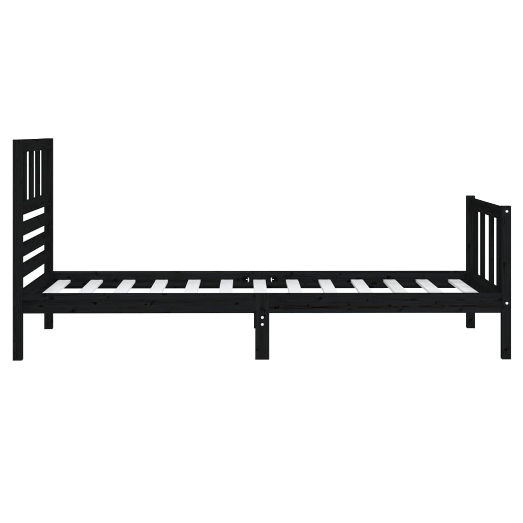 Solid wood bed black 90x200 cm