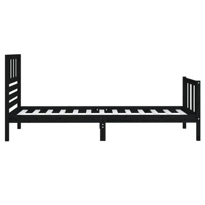 Solid wood bed black 90x200 cm
