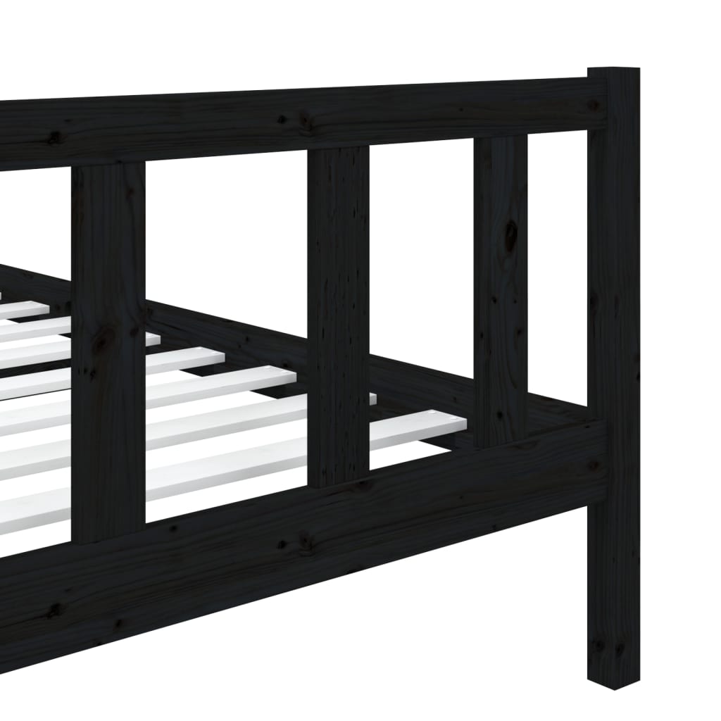Solid wood bed black 90x200 cm