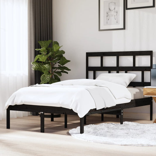Solid wood bed black pine 140x200 cm