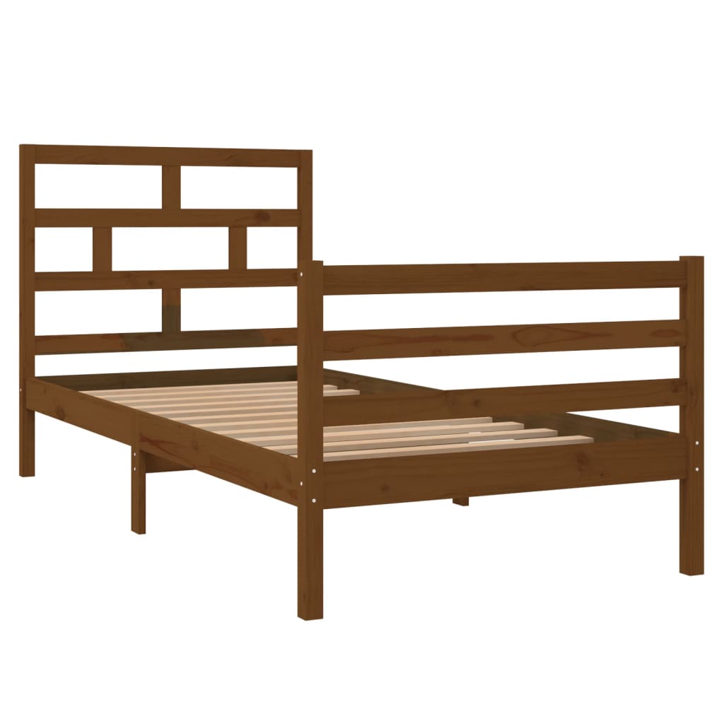 Solid wood bed honey brown pine 90x200 cm