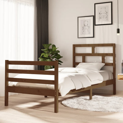 Solid wood bed honey brown pine 90x200 cm
