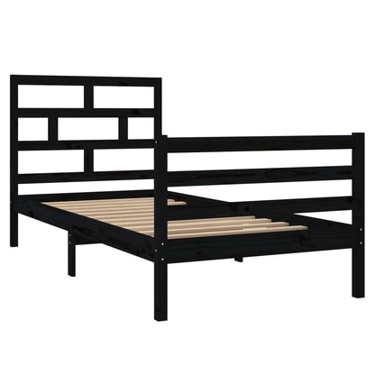 Solid wood bed black pine 90x200 cm